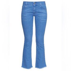 Stella McCartney Flare Boot Leg Jeans Raw Hem Straight Stretch Zip Fly Italy 26